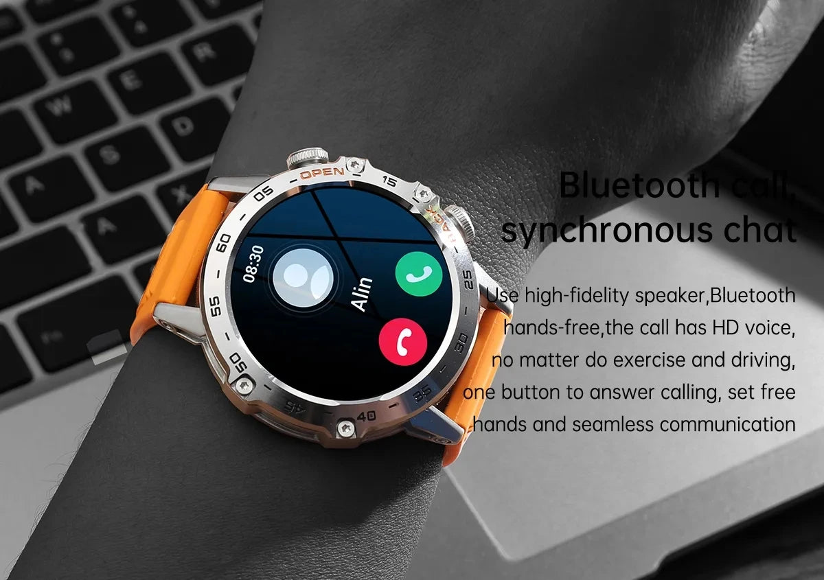 K52 Smart Watch Men 1.39inch IPS Screen Bluetooth Call Custom Dial Heart Rate Health Monitoring Outdoor Sport Smartwatch