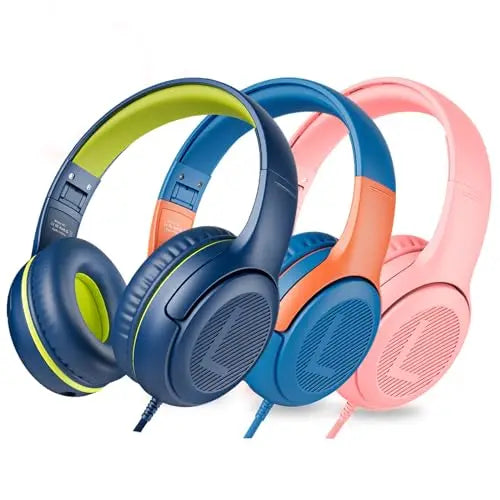 1/2/3Pcs AWATRUE AT2 Kids Headphones Wired Toddler Headsets with Mic Over-Ear Headphone Foldable on-Ear Design for PC,Laptop