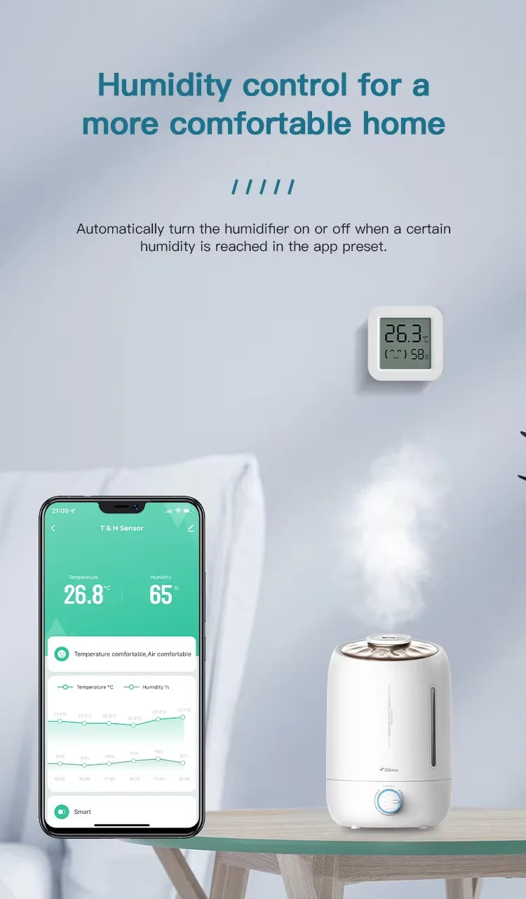 Tuya Zigbee Temperature Humidity Sensor For Smart Home LCD Screen Works With Alexa Google Home APP Smart Life Tuya Smart Yandex