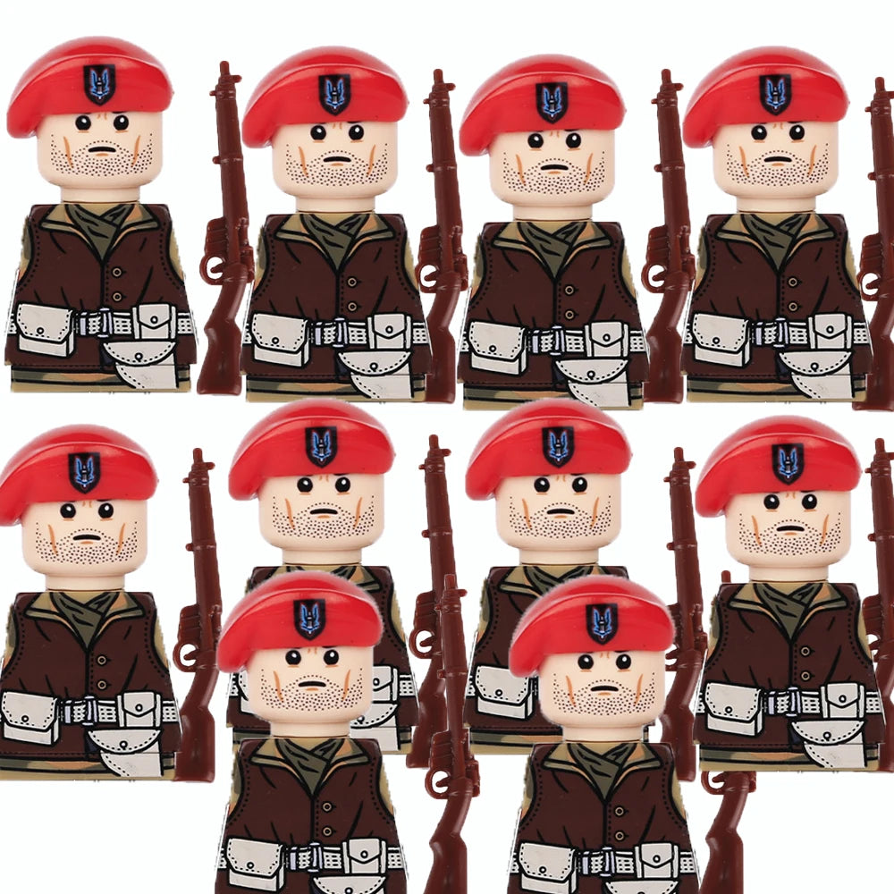 MOC WW2 Military War Weapon Soldier Accessories Building Blocks Roadblock Motorcycle Weapon case container Weapon Bag Brick Toy