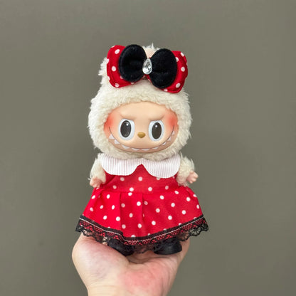 10cm 7 Pcs Clothes For Labubu Set Accessories Skirt Pants Hat Sweet And Iovely Princess Style Doll Dress Up Toys Gift