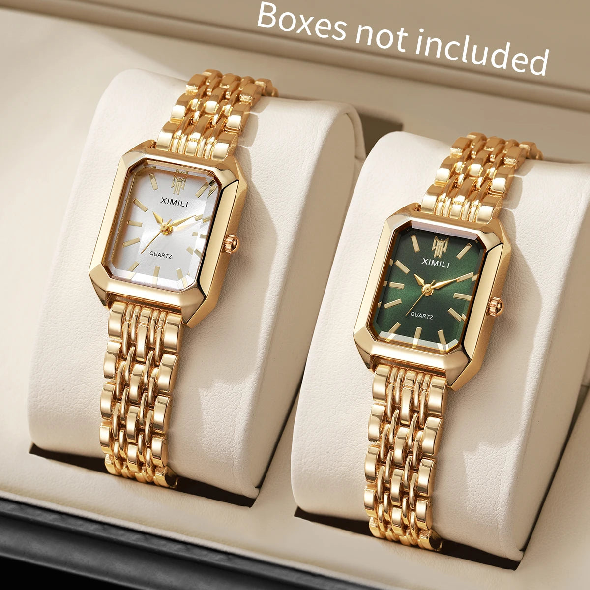 1/2/4PCS Fashion Rectangle Women Quartz Watches Stainless Steel Band Wristwatches for Girls Clock Reloj Mujer（Without Box）