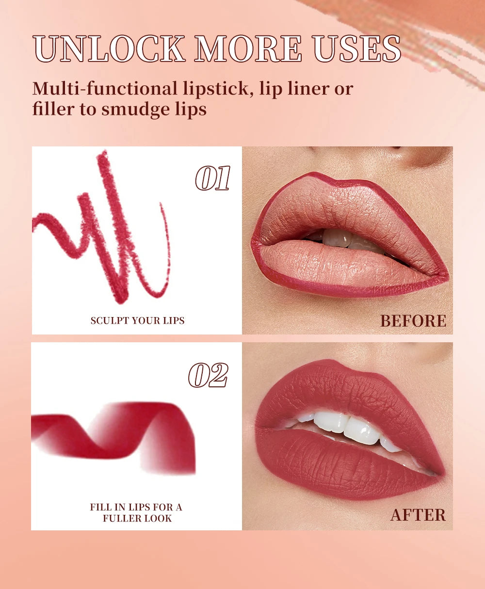 Twist Up Lip Liner Lipstick Pen Multipurpose Powder Blusher Velvet Matte Waterproof Lip Contour Non Stick Cup Lip Rouge Makeup