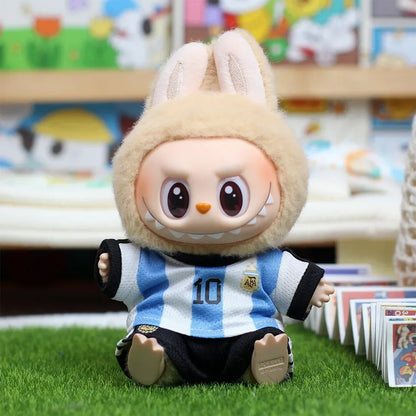 For 17cm Labubu Football Basketball Size 10 Clothing V1V2 Labubu Doll Size 7 Vinyl Pendant Doll Clothing DIY Sportswear Boy Toy