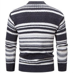 New Autumn Winter Men's Mock Neck Knit Pullovers Fashion Striped Slim Fit Knitted Sweater Men Casual Warm Pullover Knitwear Man