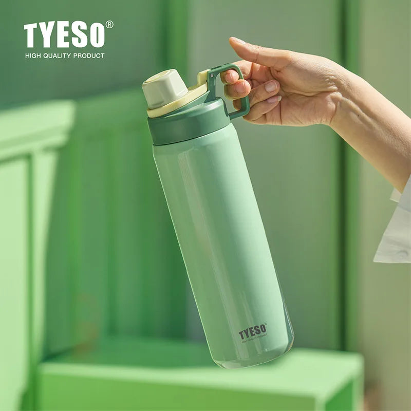 Tyeso Stainless Steel Sports Water Bottle Insulated Leak-Proof Portable Fitness Flask for Outdoor Workouts Travel Vacuum Flasks