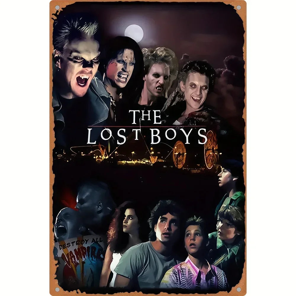 1PC Halloween Metal Sign Horror Movie Theme Shabby Iron Painting Tin Signs Wall Art Man Cave Film Theater Club Home Decoration