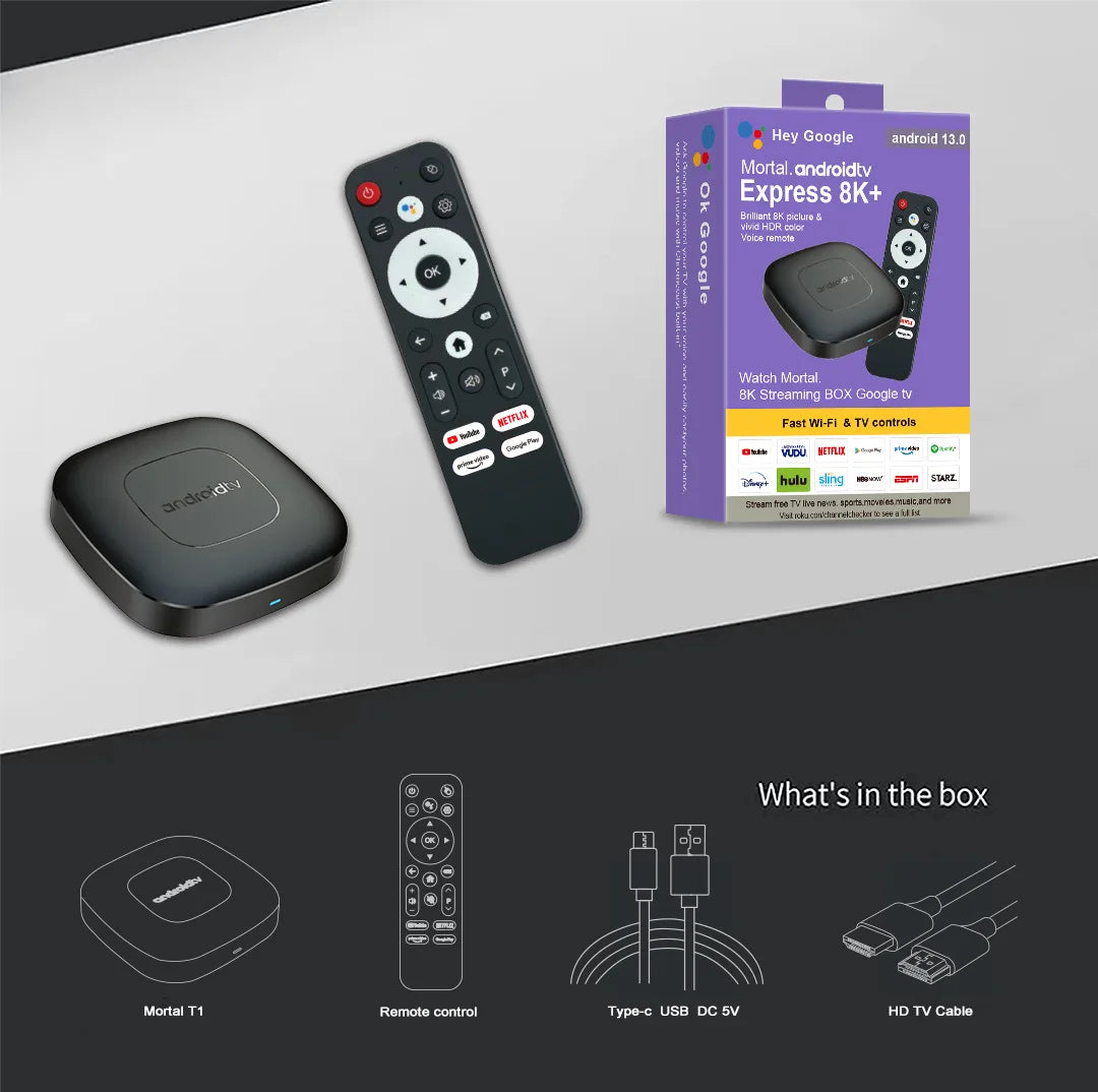 Smart Home Theater TV Box Android13  Allwinner H313 Google Assistant Netflix Streaming Bluetooth Media Player 2.4G/5G Wifi