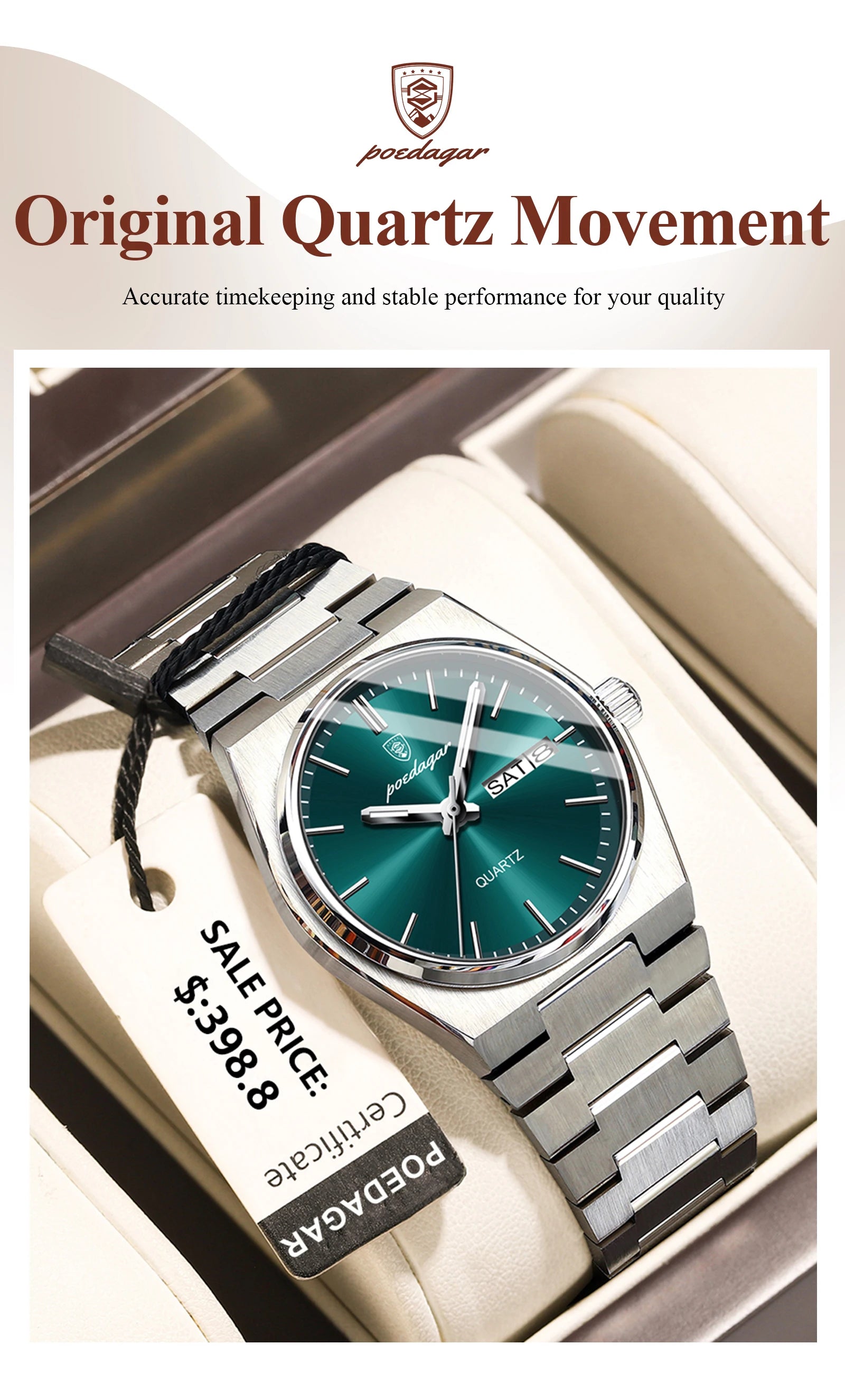 POEDAGAR Luxury Woman Watch Waterproof Luminous Fashion Quartz Ladies Wristwatch Date Week Stainless Steel Women's Watches Reloj