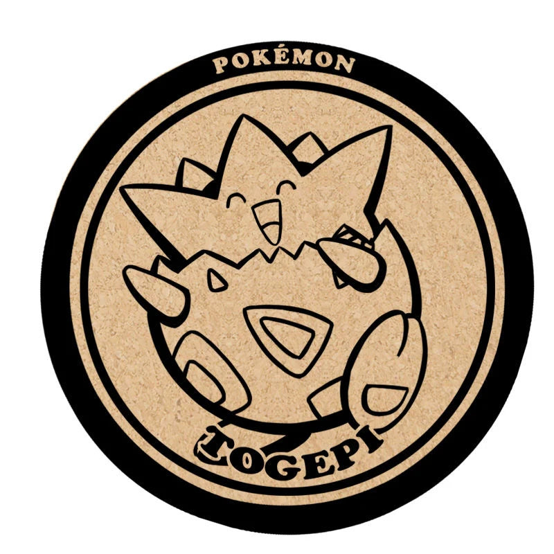 Pokemon Animation Game Peripheral Toys Cork Coaster Anti-slip Mats Q-Version Action Model Figures Colletion