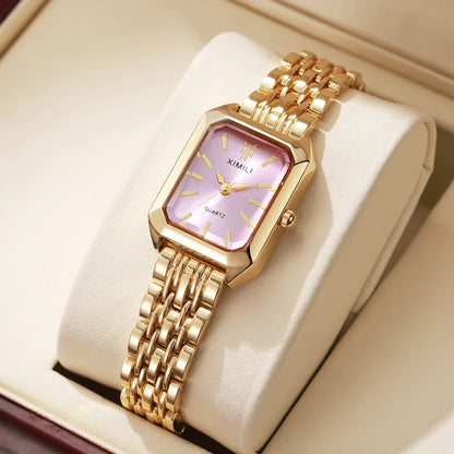 1/2/4PCS Fashion Rectangle Women Quartz Watches Stainless Steel Band Wristwatches for Girls Clock Reloj Mujer（Without Box）
