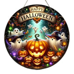 2D Retro Halloween Pumpkin Circular Wooden Sign, Suitable for Home, Caf É, Bar, Porch, Yard, Party, Holiday Decoration, Gifts