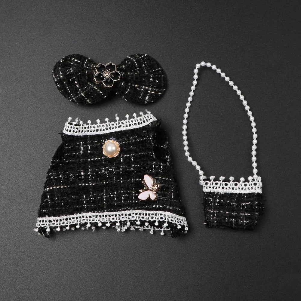 For Korea Kpop Exo Labubu Idol Dolls Jean Dress Big Bowknot Doll Clothes Kids Gift 15-17cm Cute Mini Clothes Doll Accessories