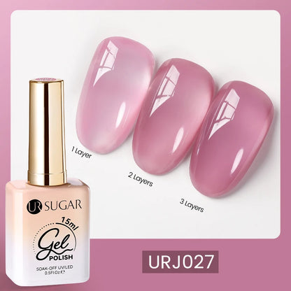 UR SUGAR 15ml Blood Red Jelly Gel Nail Polish Translucent Color Crystal Nude Gel Nail Art Varnish For Fall Winter Manicure