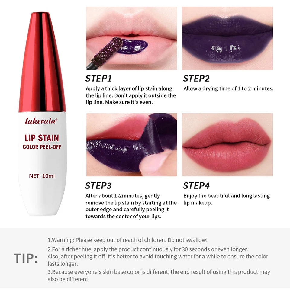 3 Colors Lip Stain Color Peel-Off Stick Set Long-lasting Waterproof Pink Liquid Lip Gloss No Fading And Non-stick Cup Lip Gloss