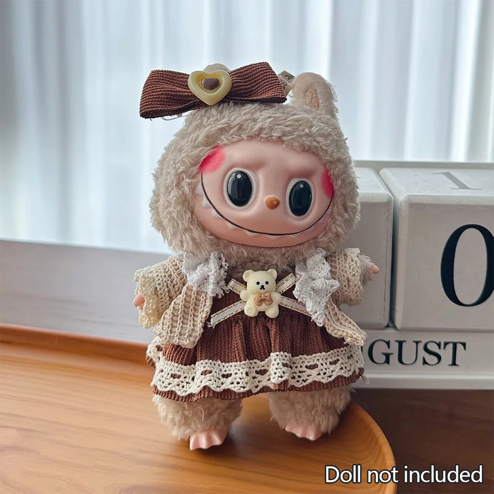 Suspenders Suit For 17cm Labubu Doll Clothes All-match Colour Outfit Doll Accessories Fashion Design Lovely Little Bear Star