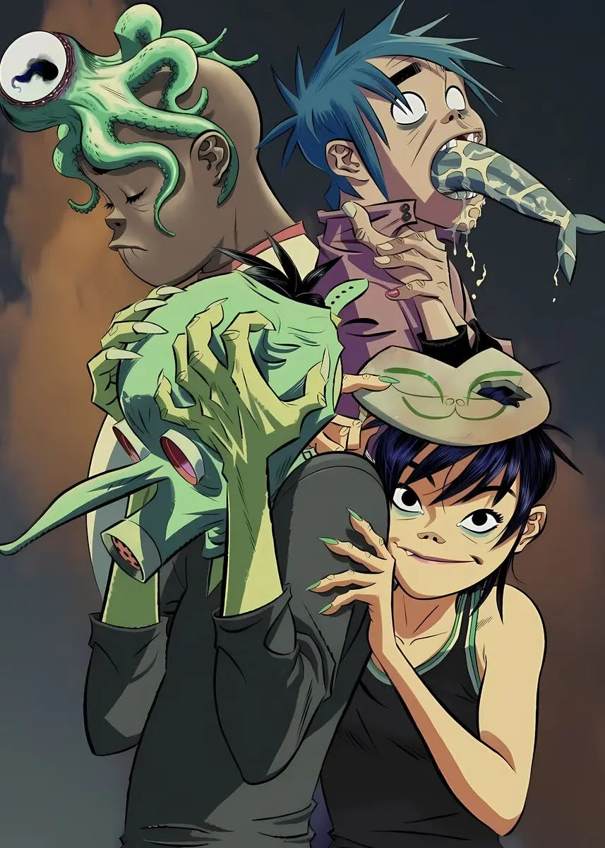 Virtual Anime Rock Band Gorillaz Poster Modern Music Album Cover Canvas Painting Wall Art for Club Living Room Home Decor Mural
