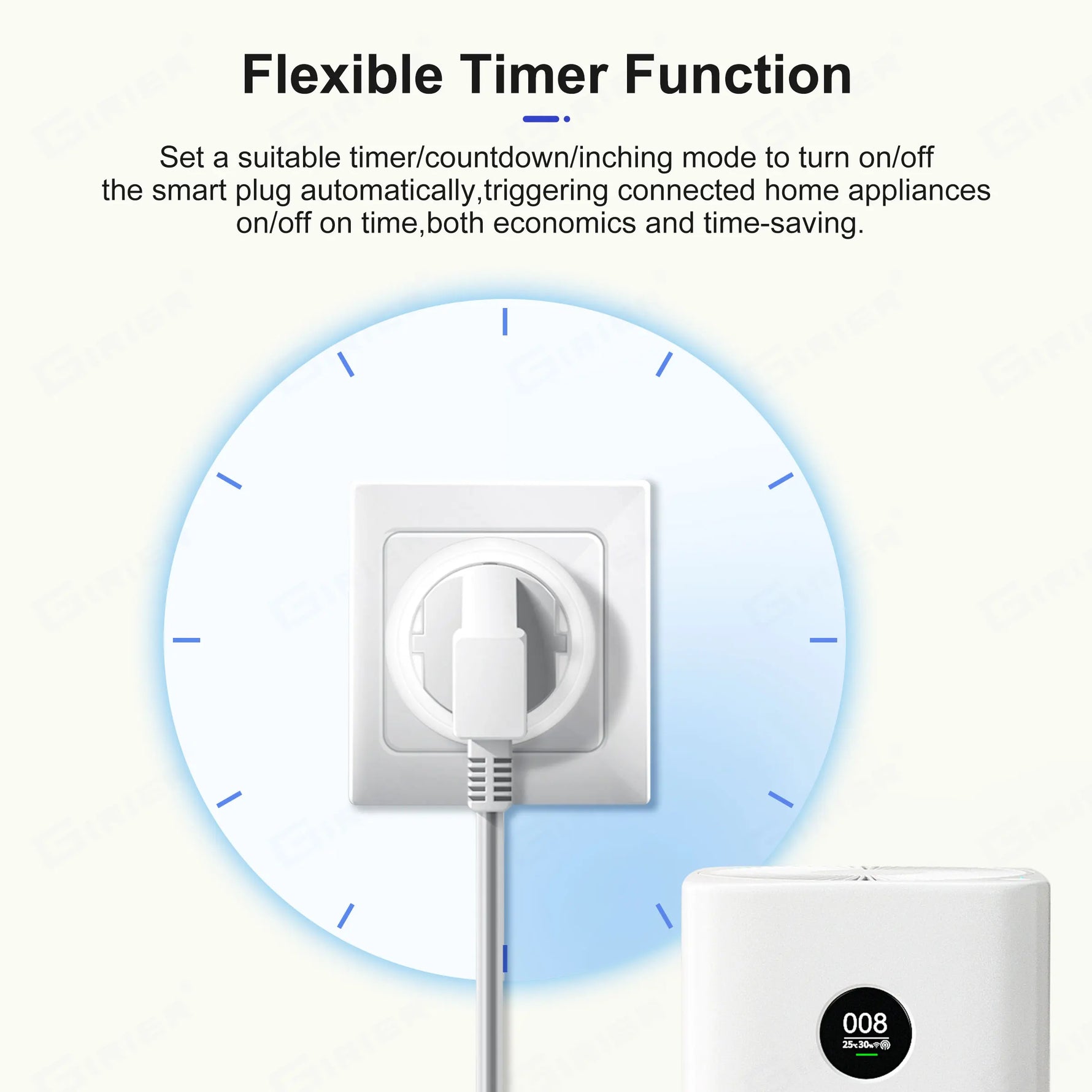 GIRIER Smart Plug ZigBee 20A Smart Home Outlet Socket EU 4200W with Power Monitor Function Supports Alexa Google Home Assistant