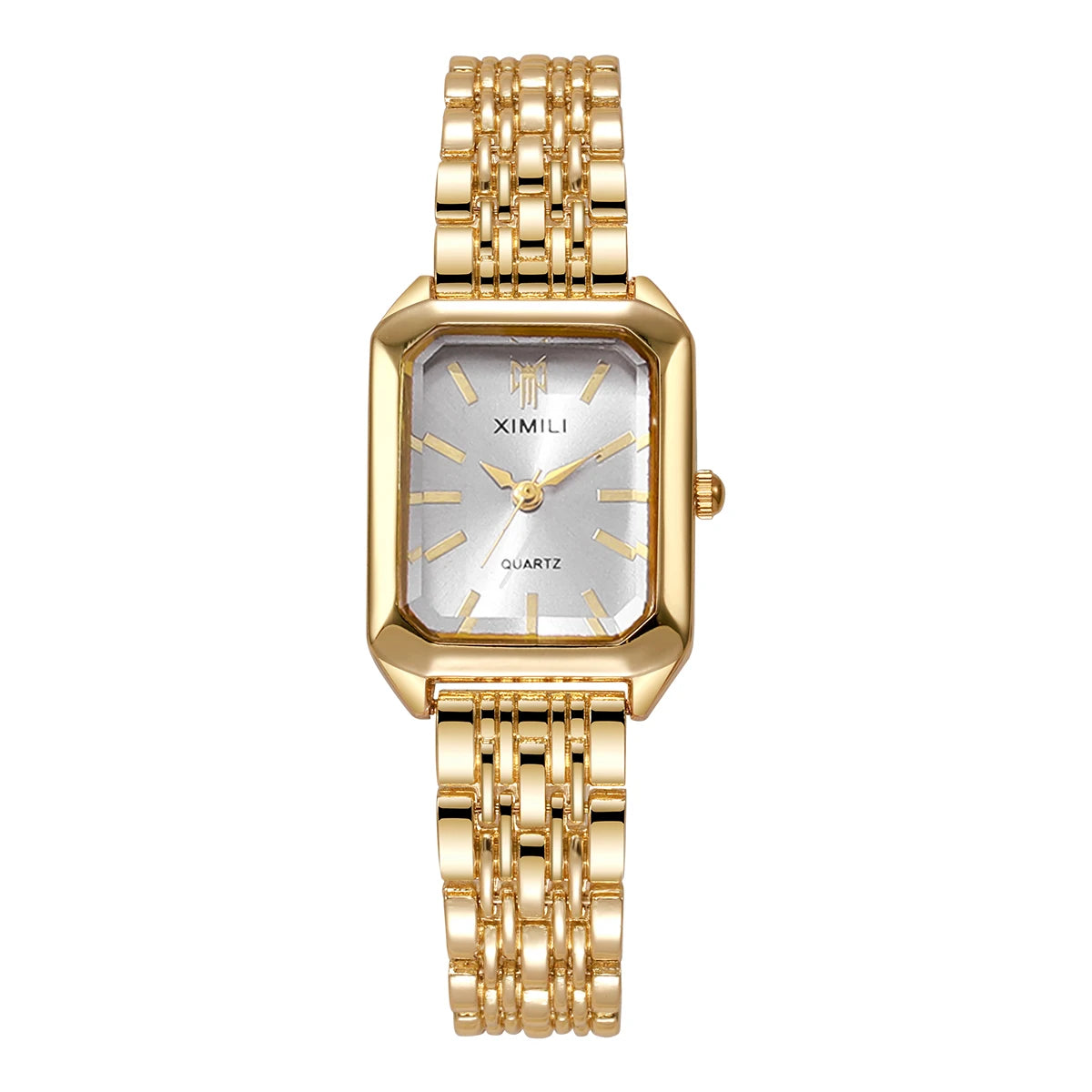 1/2/4PCS Fashion Rectangle Women Quartz Watches Stainless Steel Band Wristwatches for Girls Clock Reloj Mujer（Without Box）