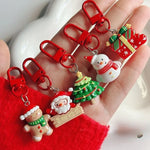 For Car Cute New Style Christmas Keychain Cartoon Snowman Santa Claus Charm Gift For Students Girlfriends Accessories