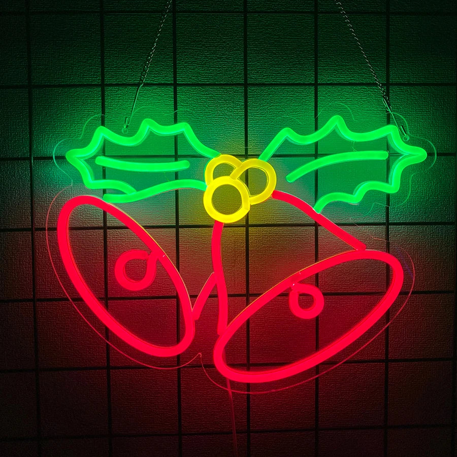 Christmas Bell Led Neon Lights, Used For Wall Decoration Usb Power Supply, Bedroom, Christmas Party Decoration, Children'S Gifts