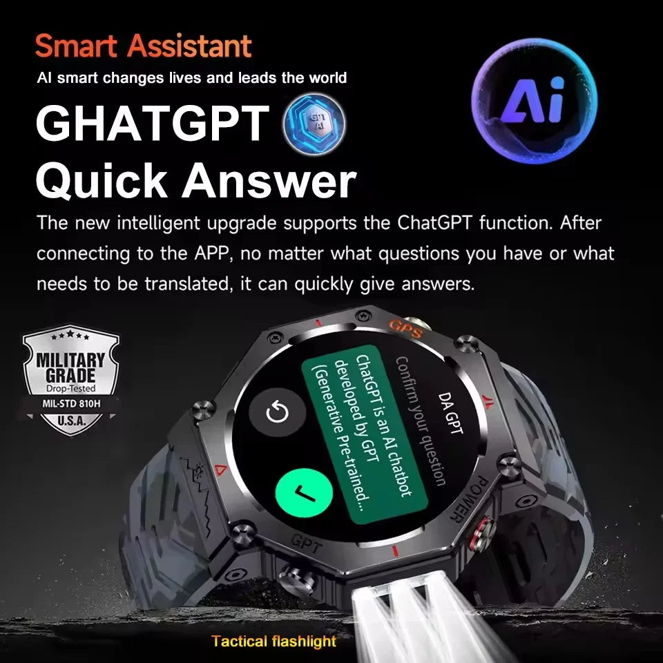 2025 New T-Rex 3 Ultra GPS Men SmartWatch 10ATM Waterproof Built-in Dual-band GNSS Compass Military Sport Flashlight Smart Watch