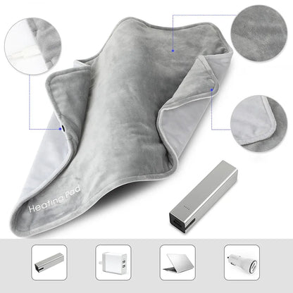 2025 USB 5V Electric Heating Pad for Cramps & Back Pain Relief Heat Pad with 59 INCH Cable Mini Heated Blanket 19.6*11.8 INCH