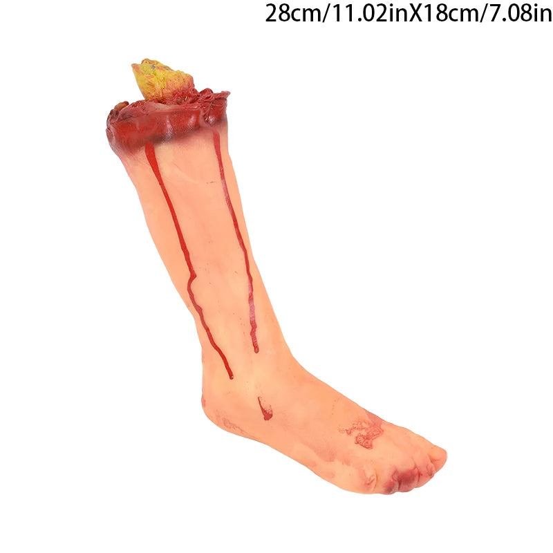 2024 Halloween Fake Human Arm Plastic Hands Foot Bloody Dead Body Parts Outdoor Haunted House Scary Props Halloween Decorations