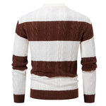 New Patchwork Mock Neck Knitting Sweater Men Fashion Striped Casual Knitted Pullovers Mens Autumn Winter Comfortable Knitwear