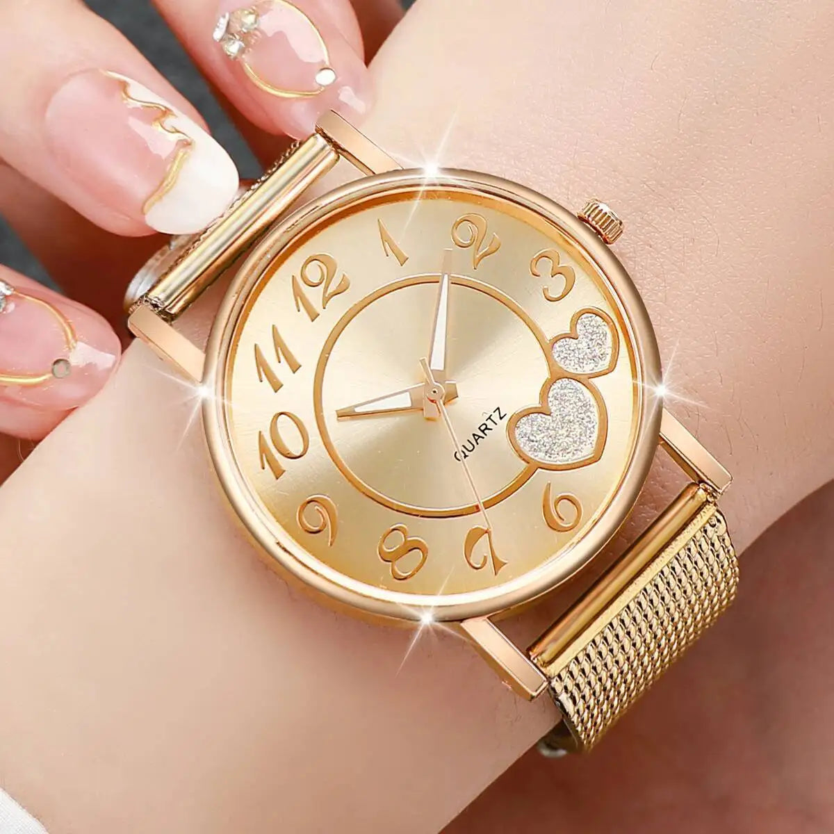 1/3PCS Fashion Heart Dial Women Watches Casual Plastic Strap Quartz Wristwatch Reloj Mujer（Without Box）