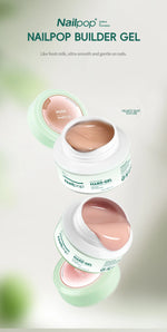 Nailpop HEMA-FREE Builder Gel 30g for Nail Extension Milky Smooth Clear/Pink Long Lasting Quick Building Soak Off UV Nail Gel