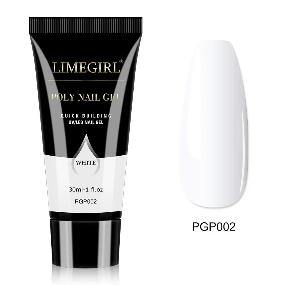 LIMEGIRL 30ml Nail Extension Gel Glitter Soak Off Nail Acrylic Crystal Build Poly UV Gel for Nails Quick Extension Manicure Glue