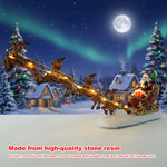 Christmas Santa Claus Sleigh and Reindeer Figurine with LED Lights Holiday Ornament Xmas Home Tabletop Decoration Gift