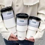 Tyeso 600/750/900ML Car Coffee Cup Thermo Bottle with Straw Portable Sport Insulated Vacuum Flask Travel Thermal Water Bottle