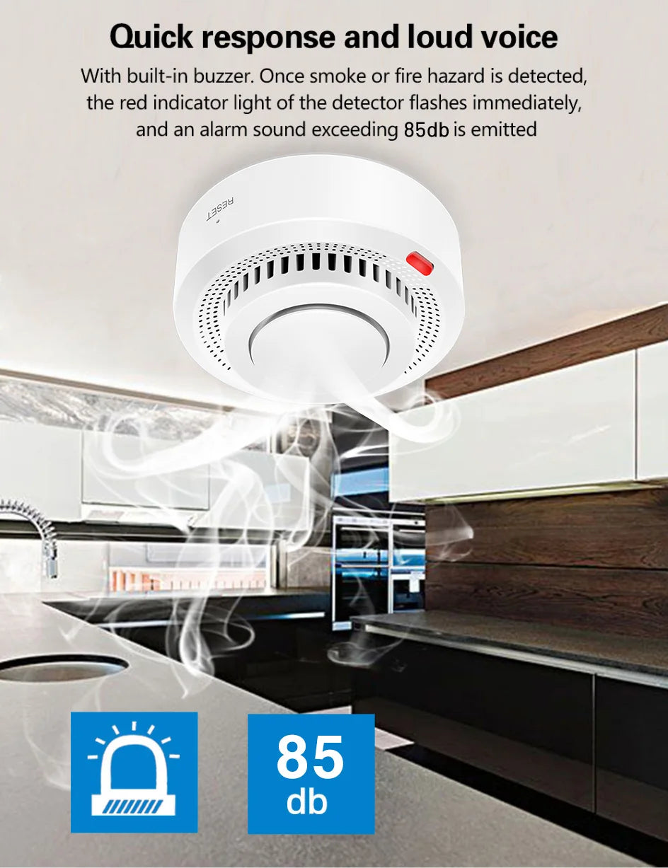 Tuya Smart WiFi Smoke Sensor Fire Protection Smoke Detector 85dB Sound Security System Firefighters  Smartlife APP Control
