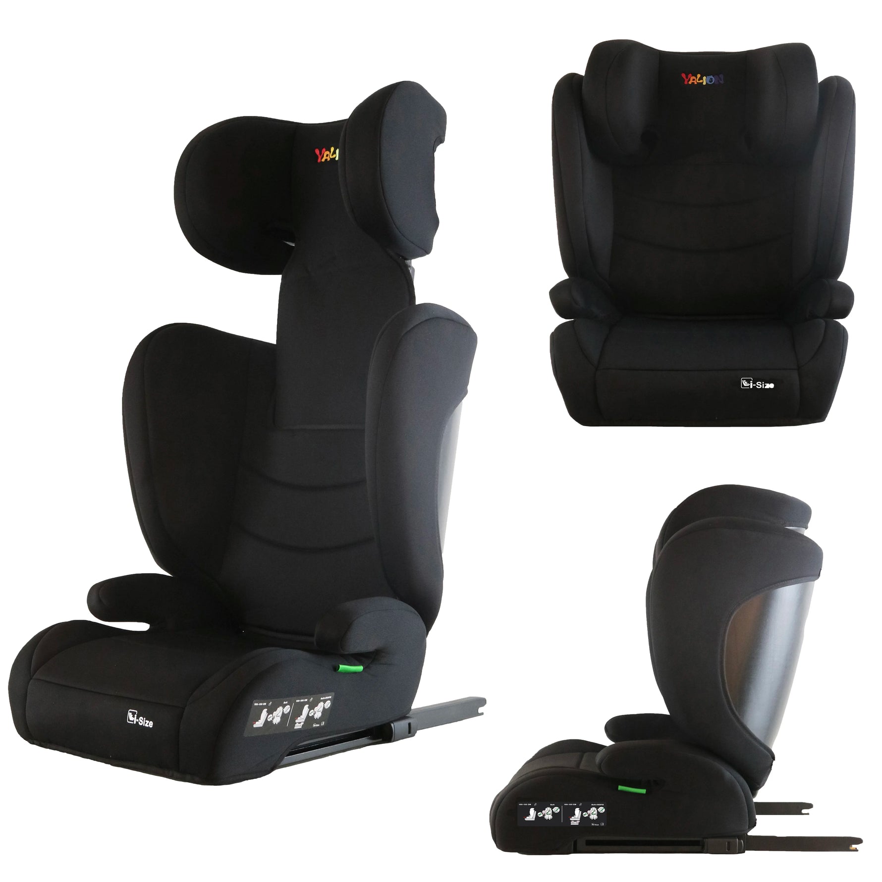 I-Size child seat booster 100-150cm with ISOFIX | Adjustable headrest & 3-point strap | ECE R129 Certified (black)