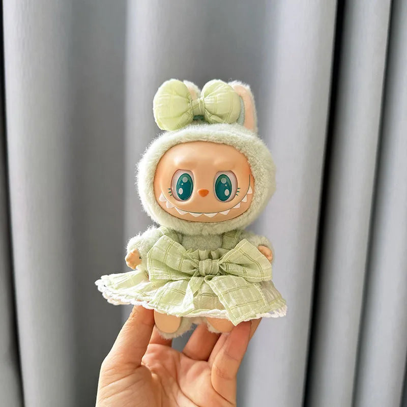 Luxury Plush Wedding Dress Dolls Clothes for Labubu I II Korea Style Fluffy Romantic Wedding Dress Flower Hat Suit for Ladbubu