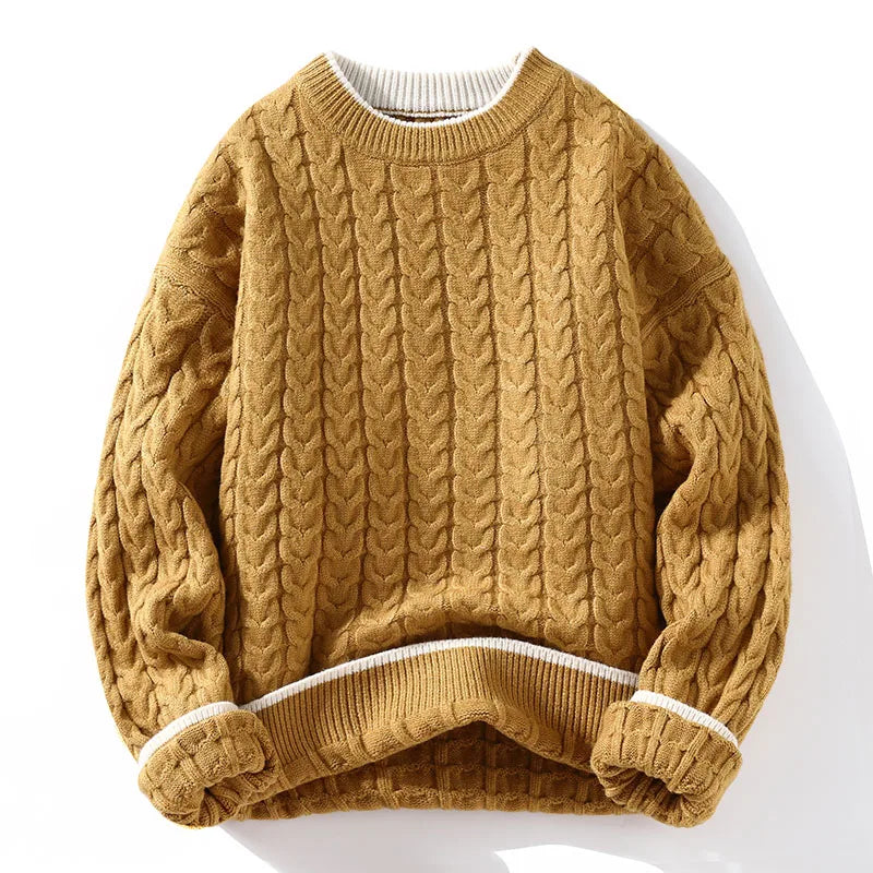 Autumn Winter Men's Warm Knit Pullovers Fashion O-Neck Patchwork Casual Knitted Sweater Men Youthful Vitality Sweaters