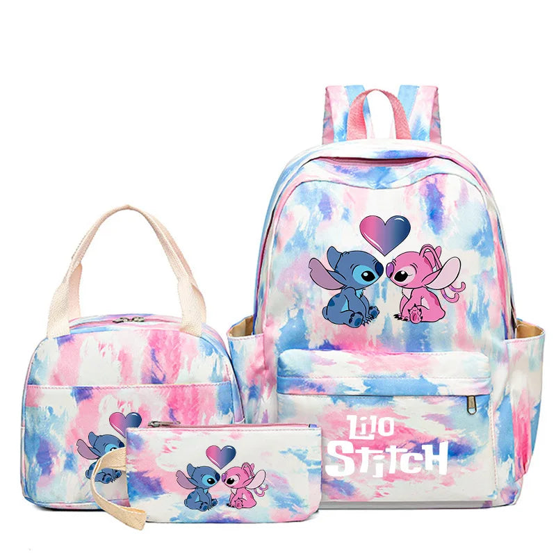 3Pcs/set Disney Lilo Stitch Backpack for Boy Girl Teenager Student Back To School Schoolbag Lunch Bag Women lovely Rucksack Gift