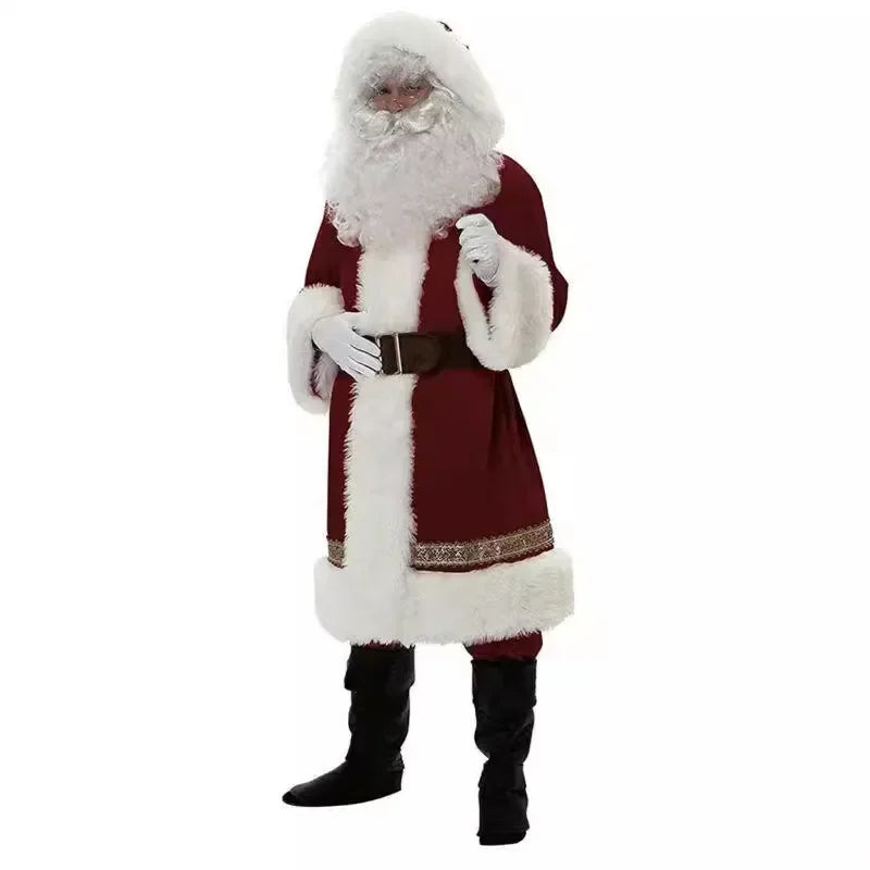 Deluxe Santa Costume Cosplay Fancy Dress Man Suit Adult