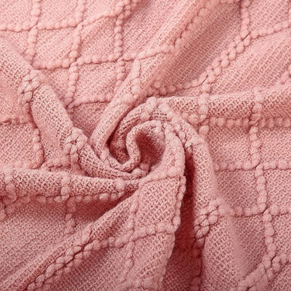 Khaki Gift Knitted Blanket with Tassels Chunky Vintage Luxury Farmhouse Throw Bedspread Oversized Blanket Cover Manta Para Sofá