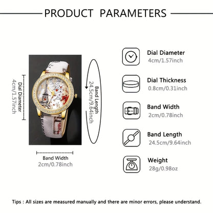 5Pcs/Set Fashion Women's Watch European and American Classic Retro Quartz Watch with Exquisite Beaded Bracelet Set