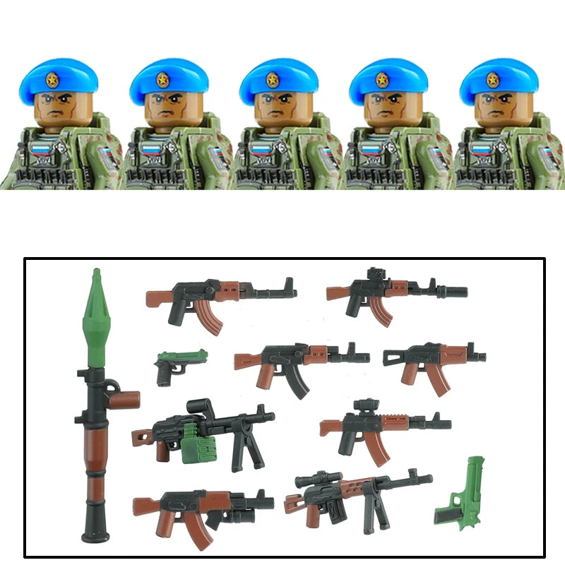 City Army Figures Building Blocks Russia Army Soldiers Weapons Special Combat Uniform Shield Combat Vests Shields Brick Toys