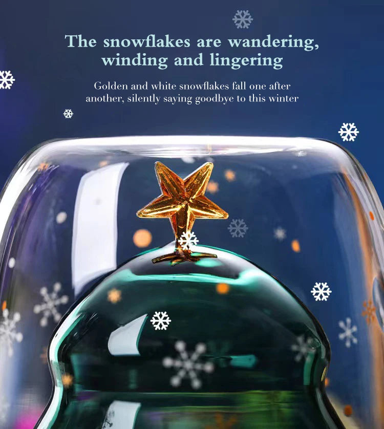 Christmas Tree Cup Transparent Double Heat Resistant Creative Couples Mug Snowflake Drinking Glass Children's Gift Coffee Cups