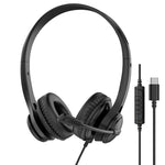 Wired USB Headset Call Center Headphones with Microphone Noise Cancelling Over Gaming Over-Ear Headsets for Computer PC Laptop