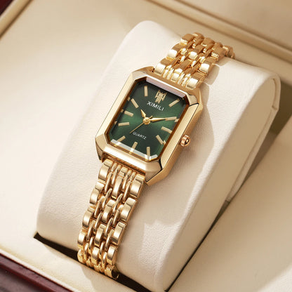 1/2/4PCS Fashion Rectangle Women Quartz Watches Stainless Steel Band Wristwatches for Girls Clock Reloj Mujer（Without Box）