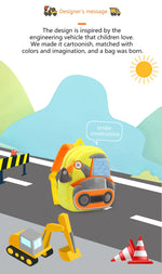 2-4 years old kids engineering backpack cartoon excavator backpack plush kids small school bag toy backpack