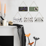 Putuo Decor Halloween Wooden Hanging Pendant Door Sign Pumpkin Ghost Bat Swith Greeting Doorplate Wood Crafts Happy Halloween Da