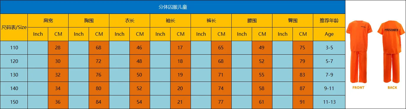 2025 Halloween Adult Inmate Costume Orange Prisoner Jumpsuit Jailbird Outfit for Halloween Orange Prisoner Costume Men Jail