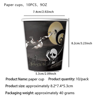 Halloween Tableware Set Horror Themed Disposable Party Tableware Festival Decoration Props Banner Paper Plates Tablecloth Set